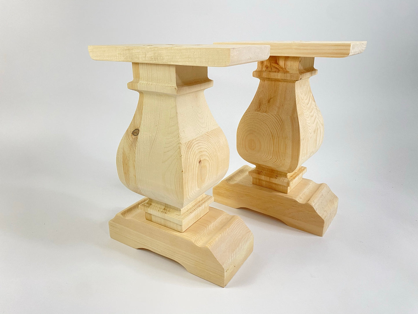 Square Turned Bench Leg Pair - Pinwheel