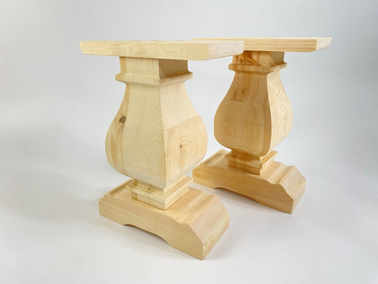 Square Turned Bench Leg Pair - Pinwheel