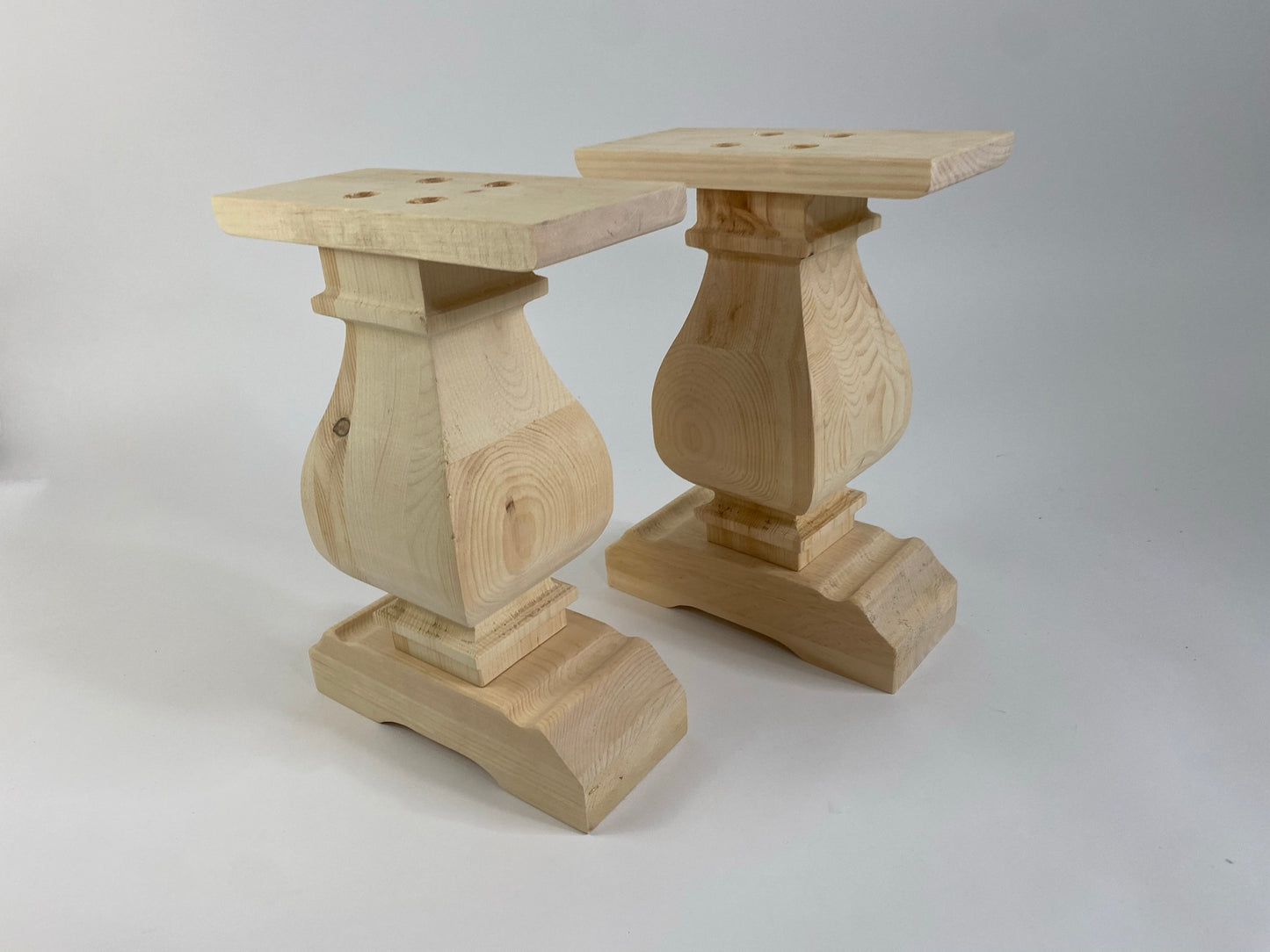 Square Turned Bench Leg Pair - Pinwheel